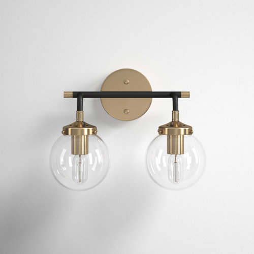 Dion 2Light Dimmable Matte Black/Antique Gold Vanity Light & Reviews